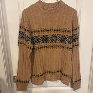 Men's Beige and Black Nordic Crewneck Sweater